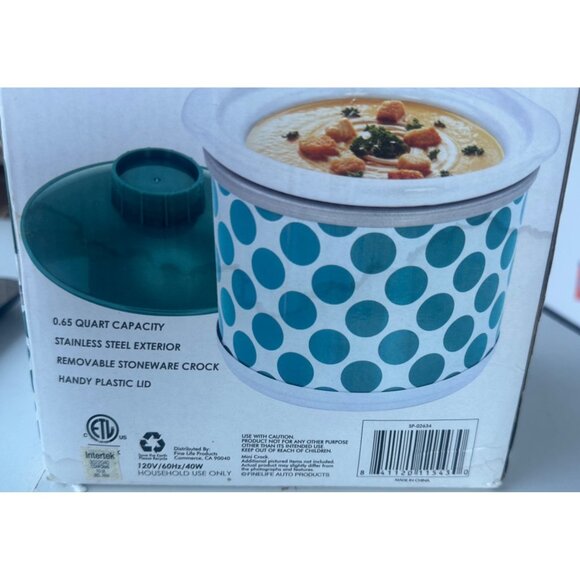 FineLife Auto Products Stainless Steel Mini Crockpot Stoneware 0.65 Quart (NIB) - Picture 4 of 16